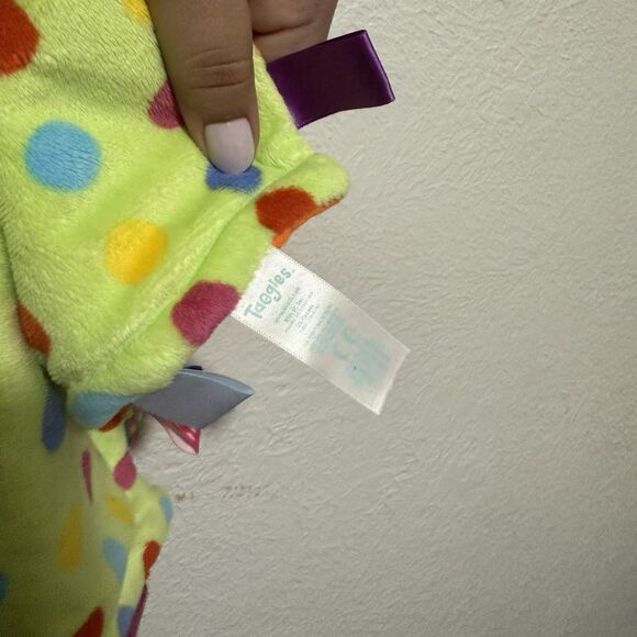 Taggies Green Lovey Baby Security Blanket Polka Dot Plush Tabs Sensory Toy 11" - Picture 2 of 2